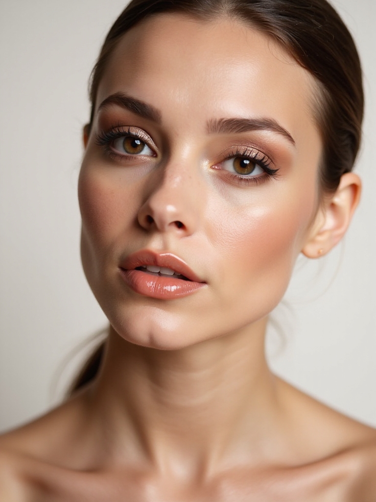 glazed eyes and lips