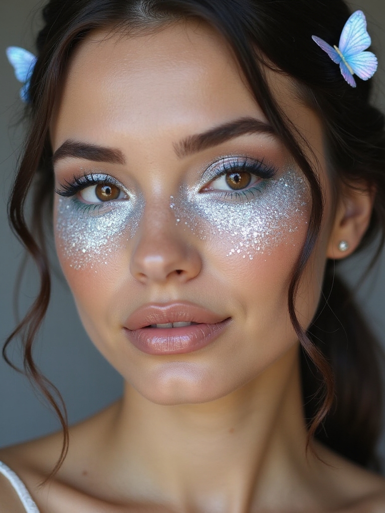glitter teared glossy dewy lashes