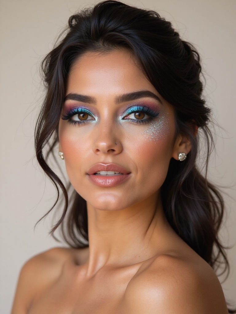 glittery eyes glassy skin