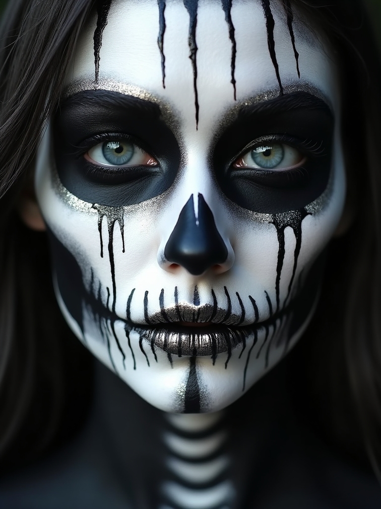 gloss coated dripping skeletal portrait