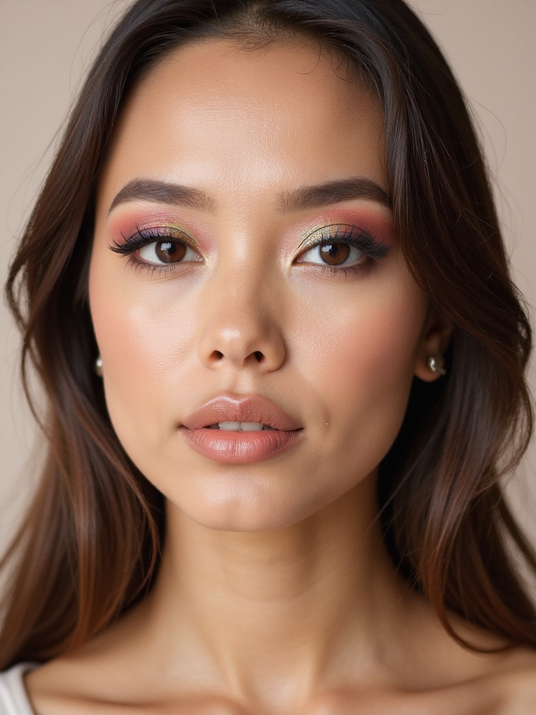 glossed center sheer satin shine