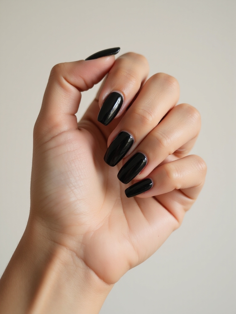glossy black coffin nails