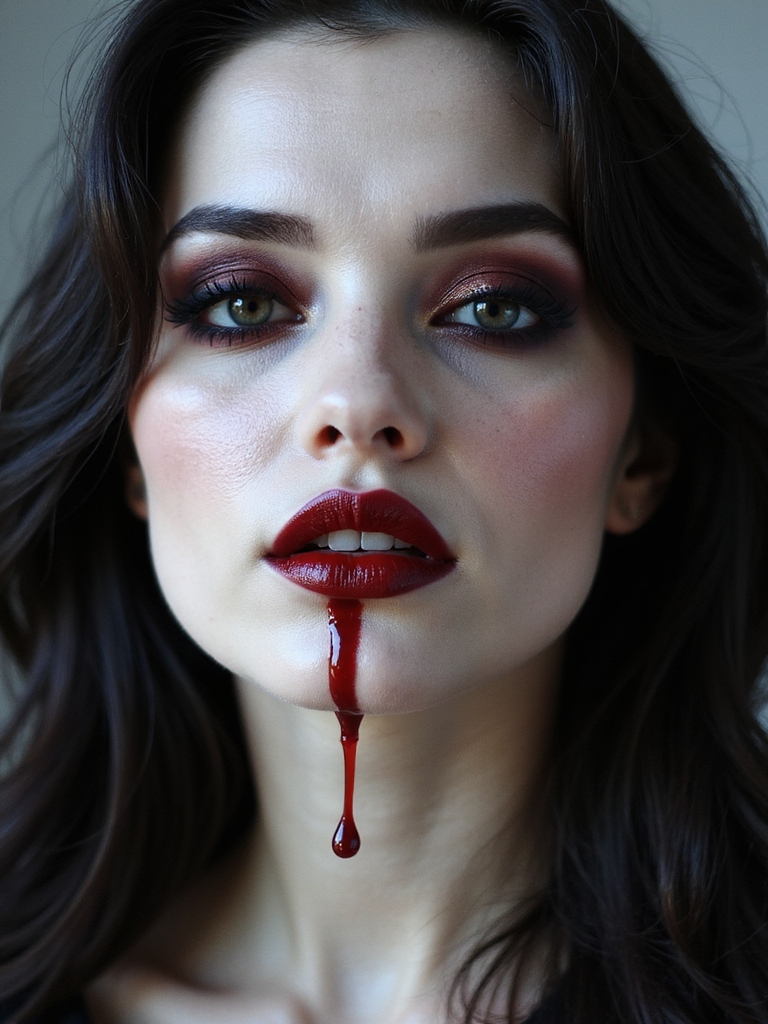 glossy blood drip glazed skin