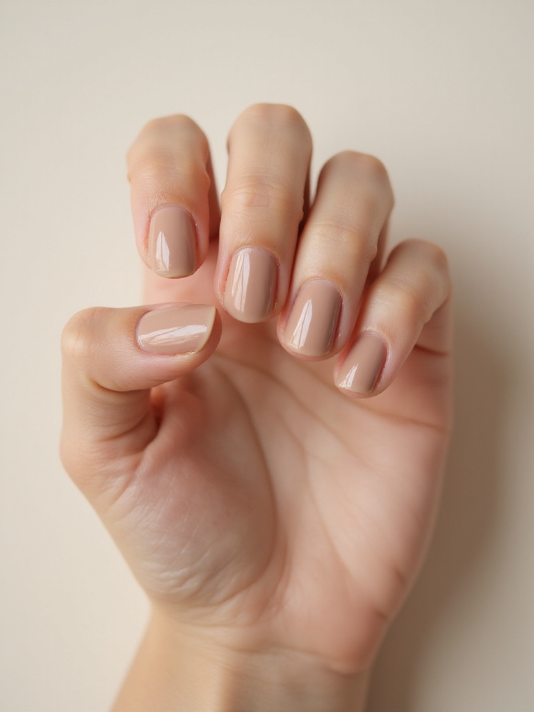 glossy buffed neutral nails