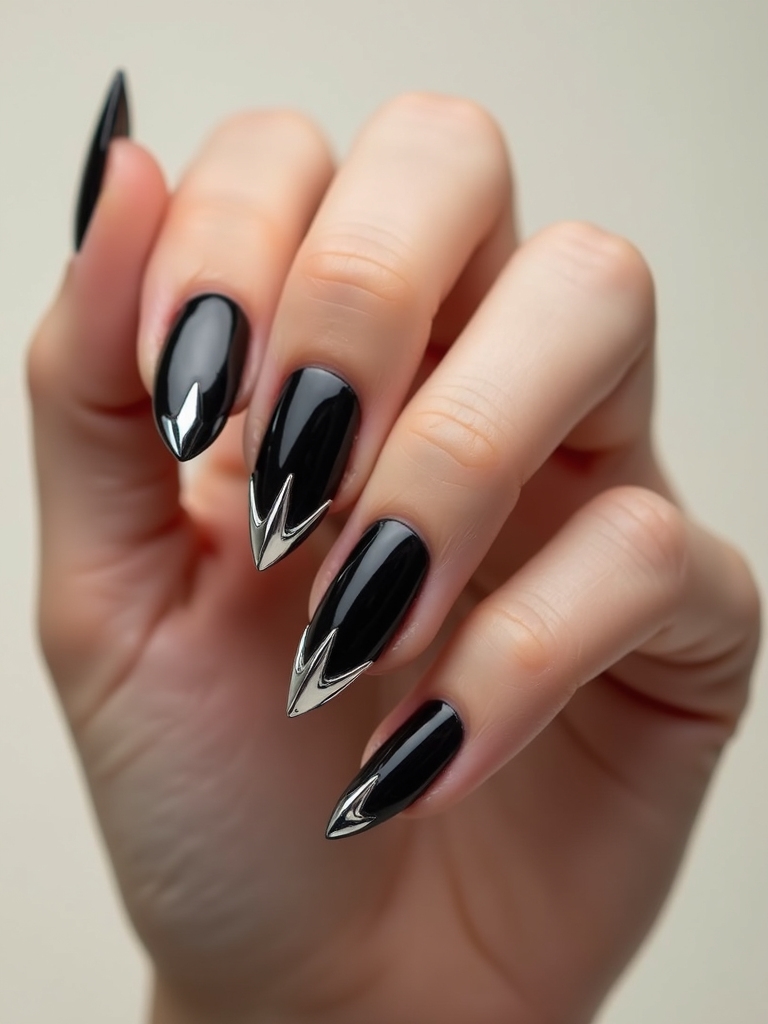 glossy midnight chrome spike accents