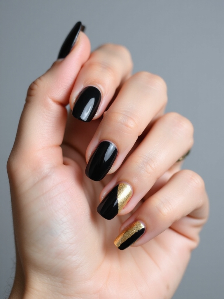 glossy noir with liquid gold