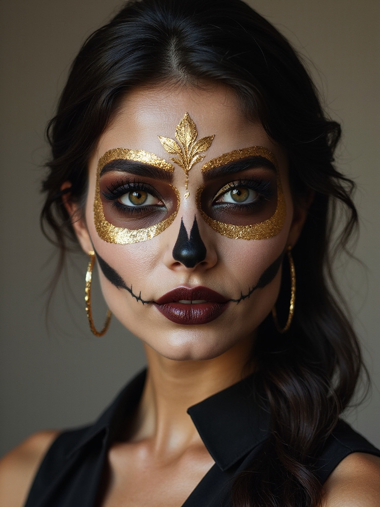 gold leaf metallic skull detailing
