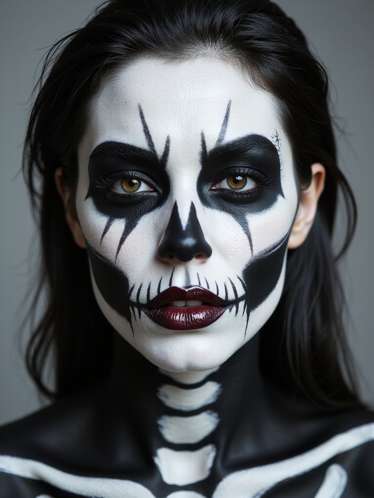 graphic skeletal makeup with accents