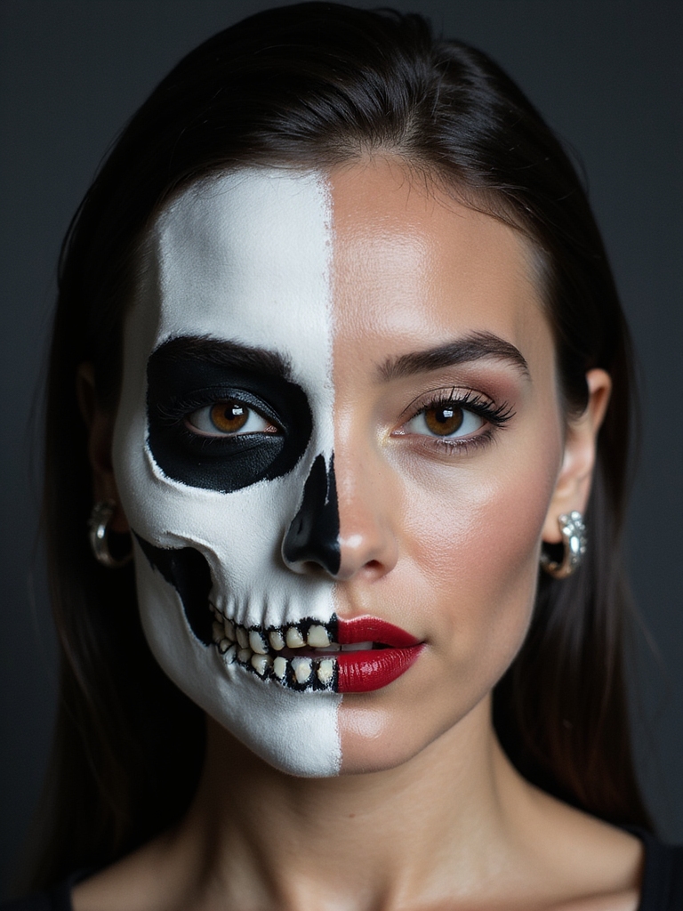 half skull sculpted high contrast