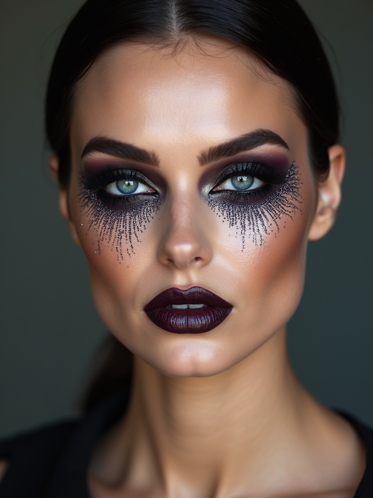 haunted glittered skeletal tear