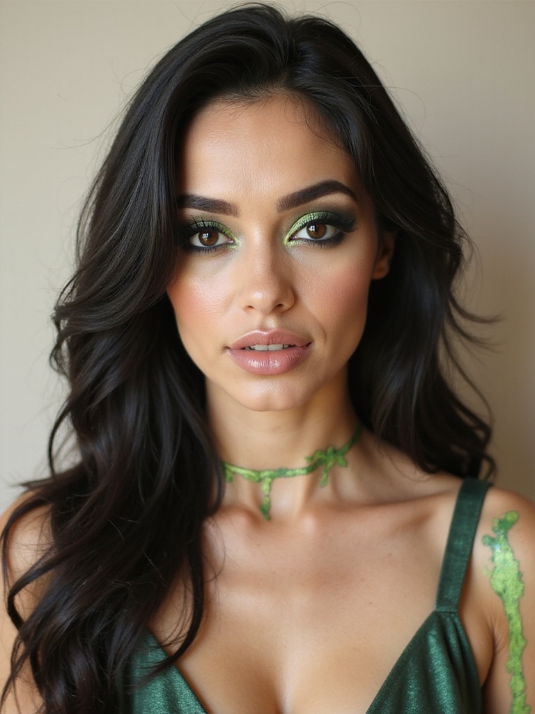 haunted moss green smoky glam