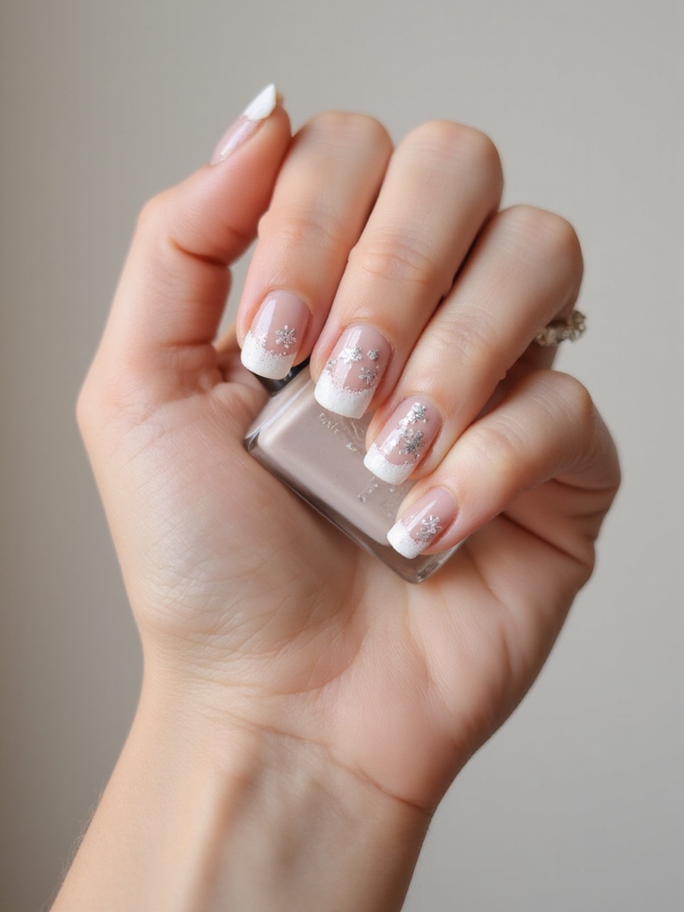 icy snowflake glitter tips