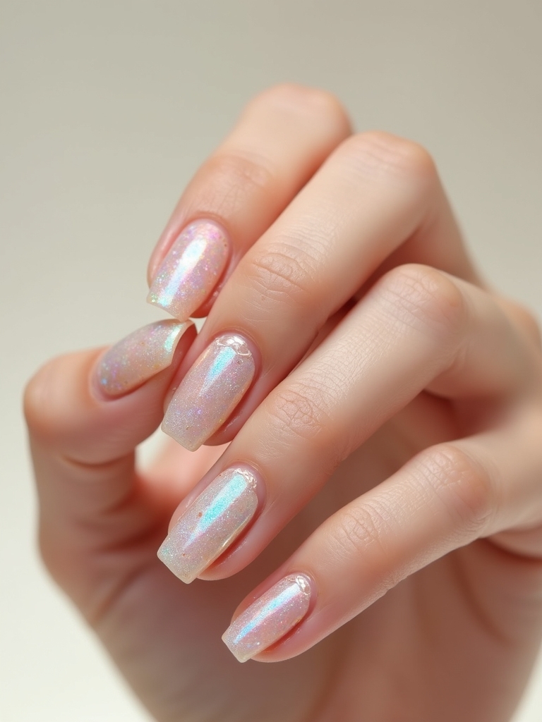 iridescent pearly scallop ridges