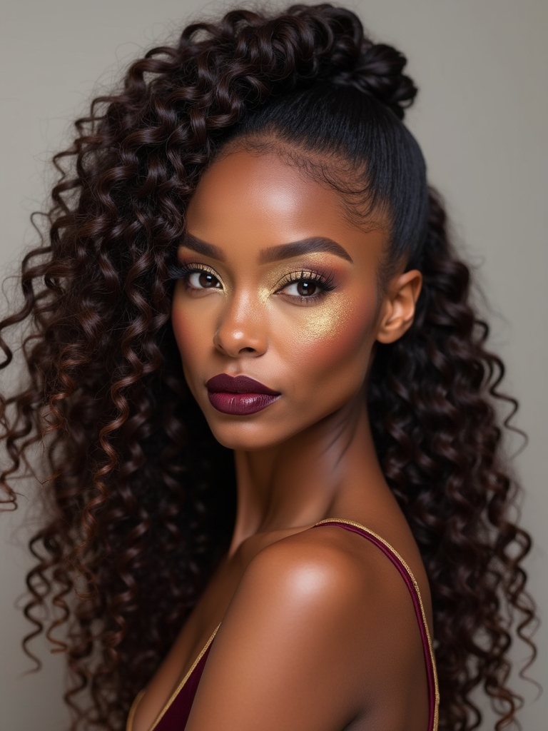 joyful festive curly ponytails