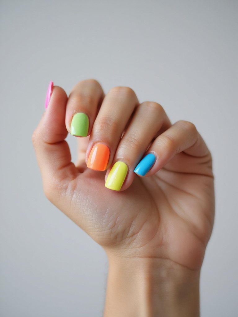 juicy mismatched neon frenchs