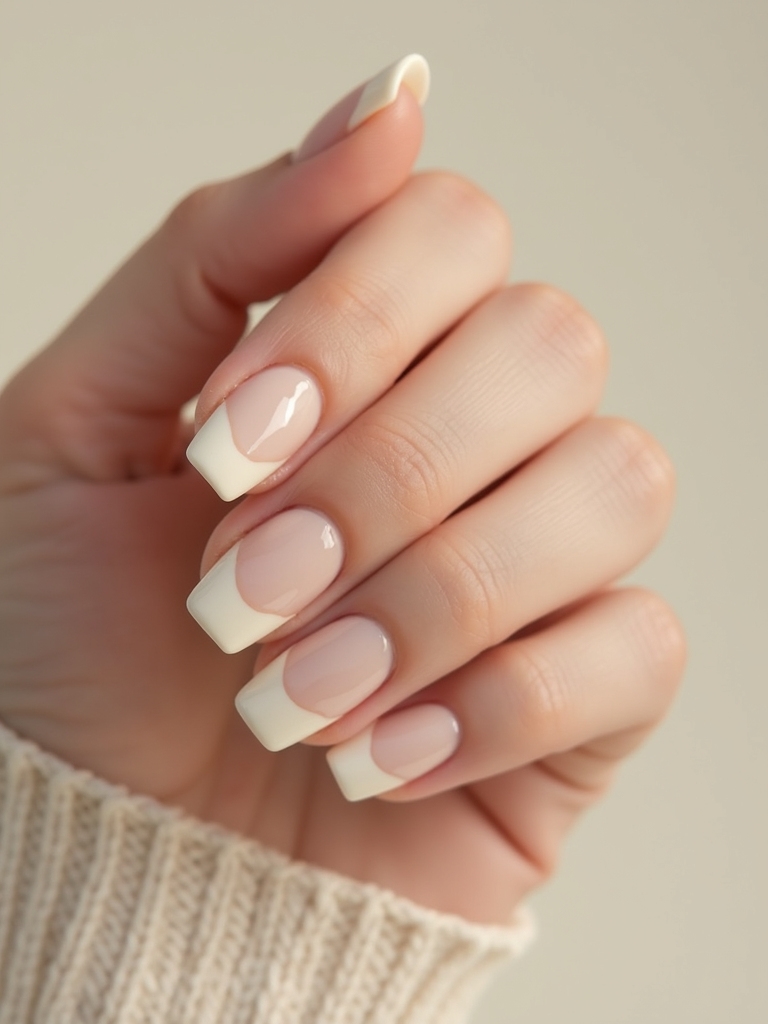 latte to cream gradient manicure