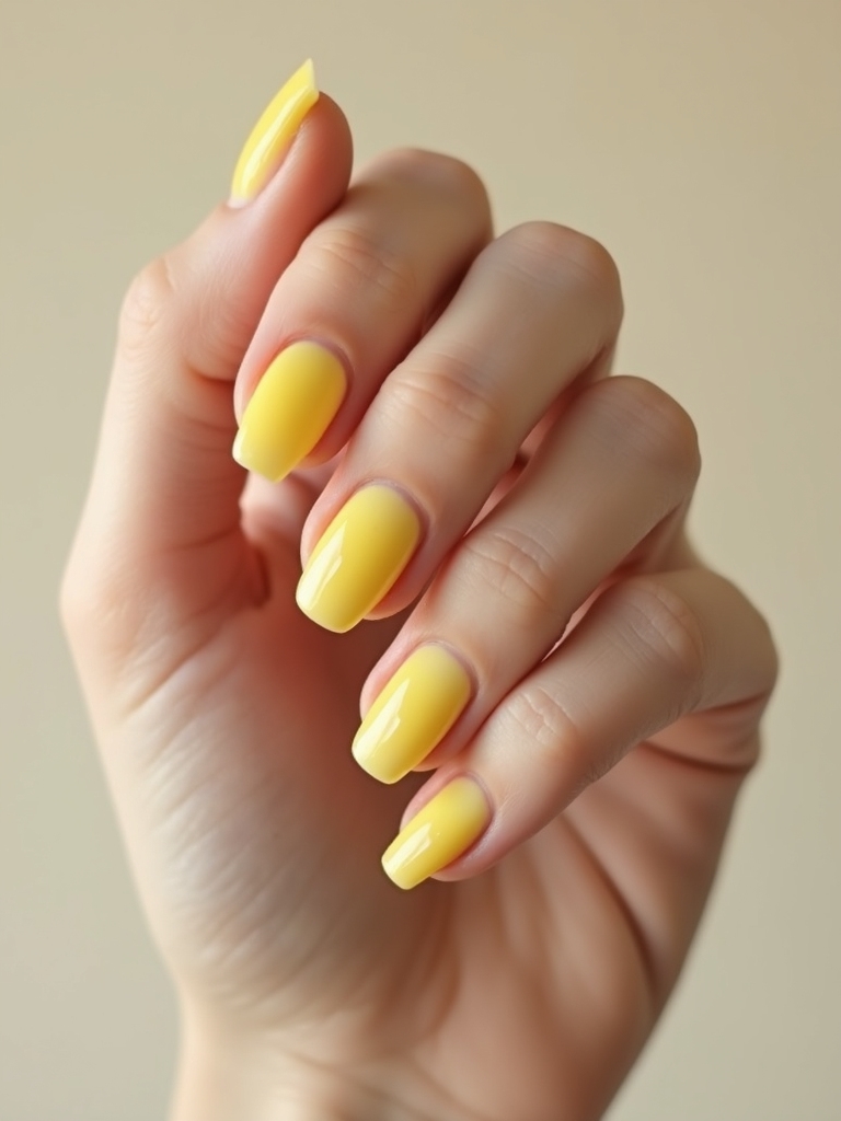 lemon to butter ombre nails