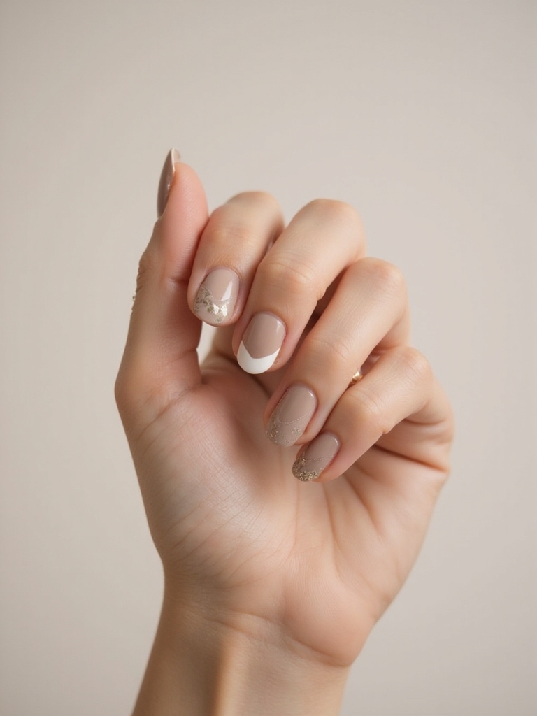 matte and glossy split manicure