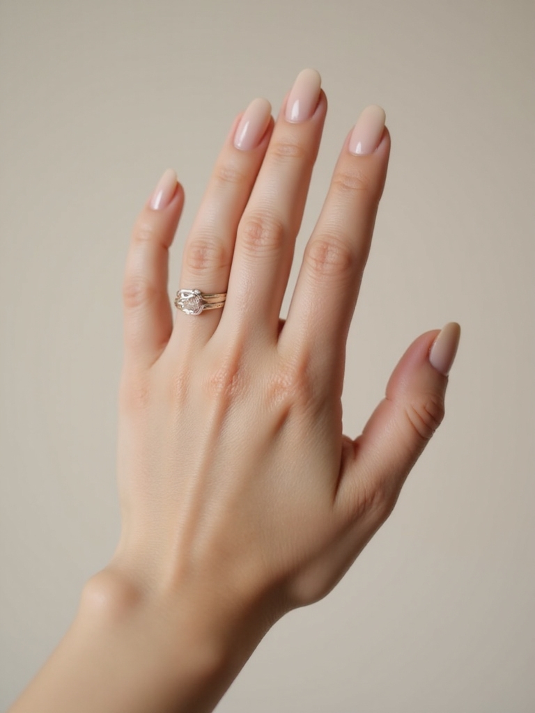 matte sand muted beige manicure