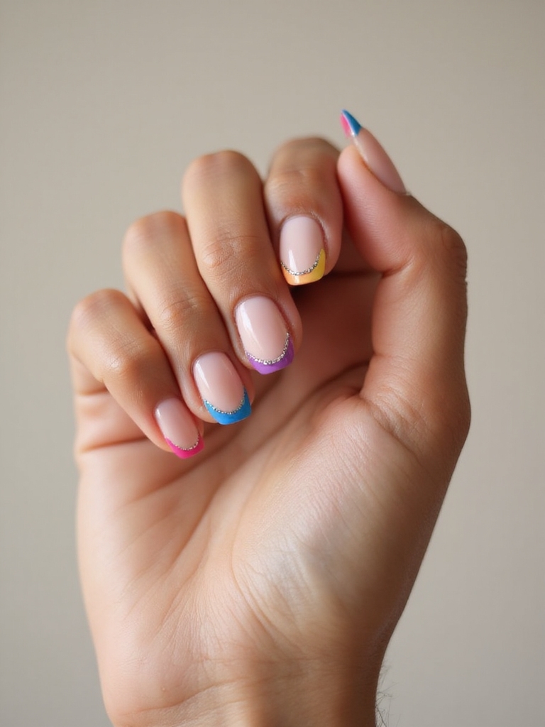 metallic flecked couture french tips