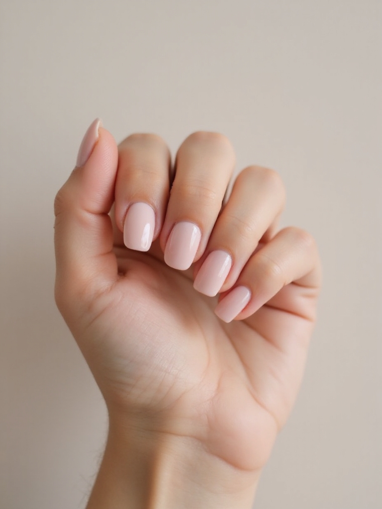 milky rose glass nails