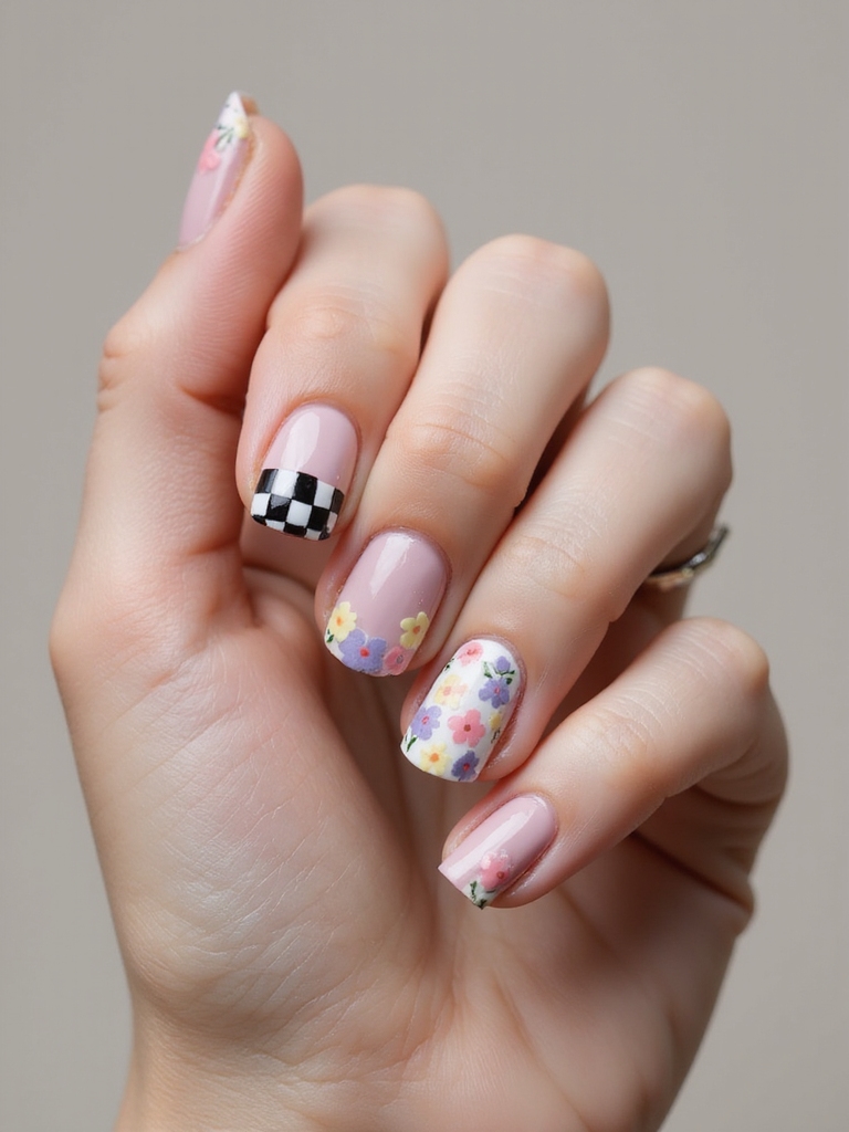 mini checkerboard with florals