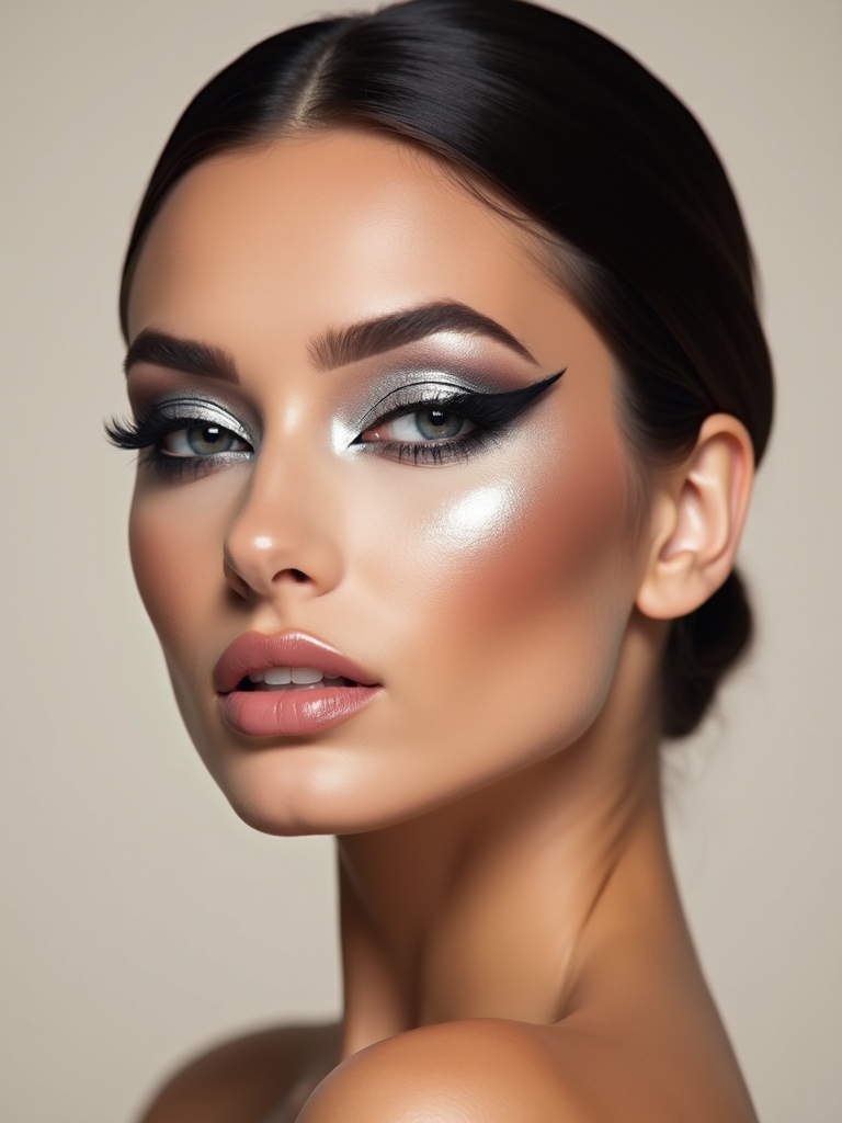 mirror like chrome eyelids gleam