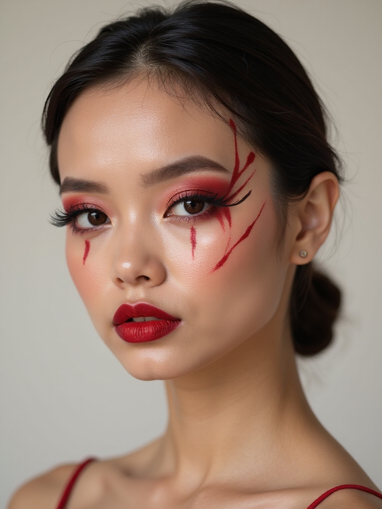 monochrome crimson power makeup