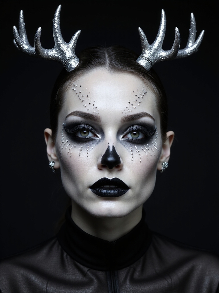 monochrome gothic deer glam