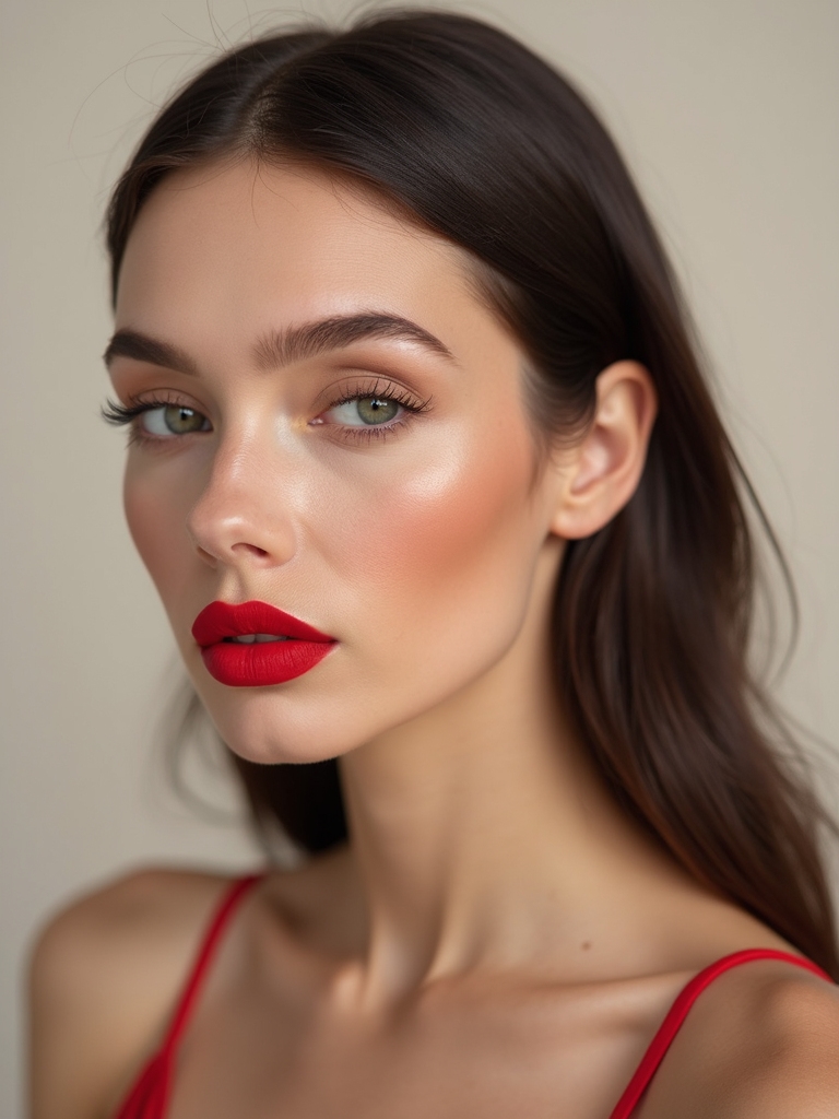 monochrome red cheeks and lips