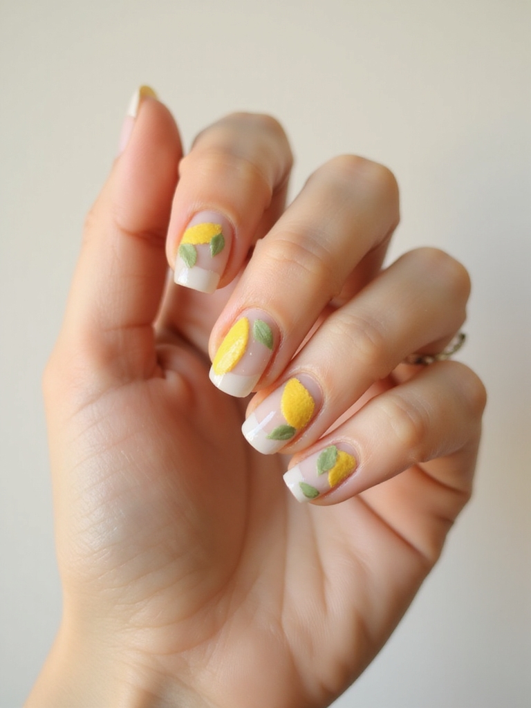 negative space citrus slice nails