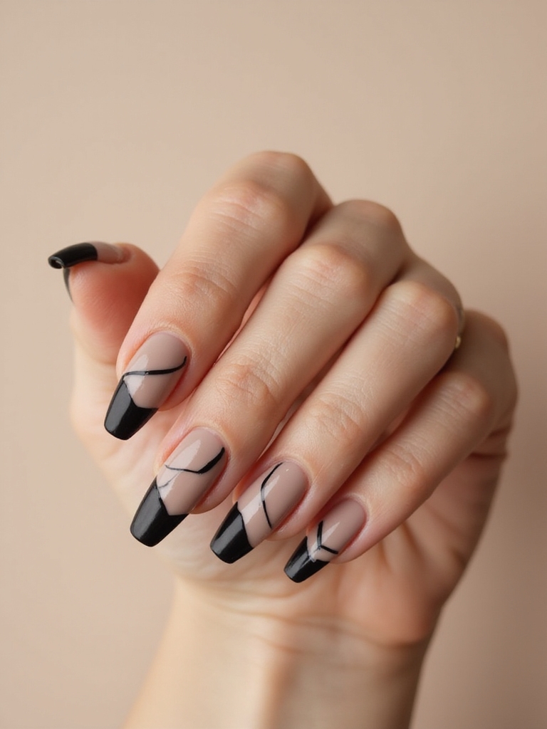 negative space geometric nail art