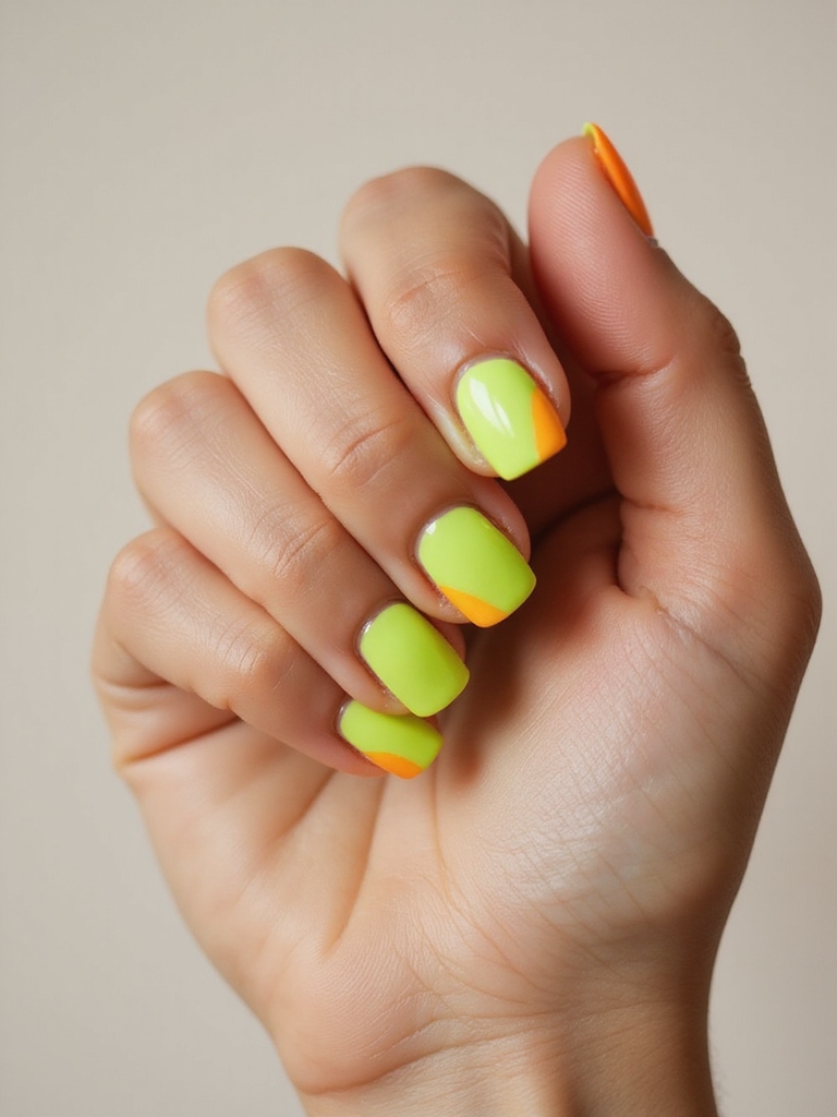 neon citrus glossy french tips