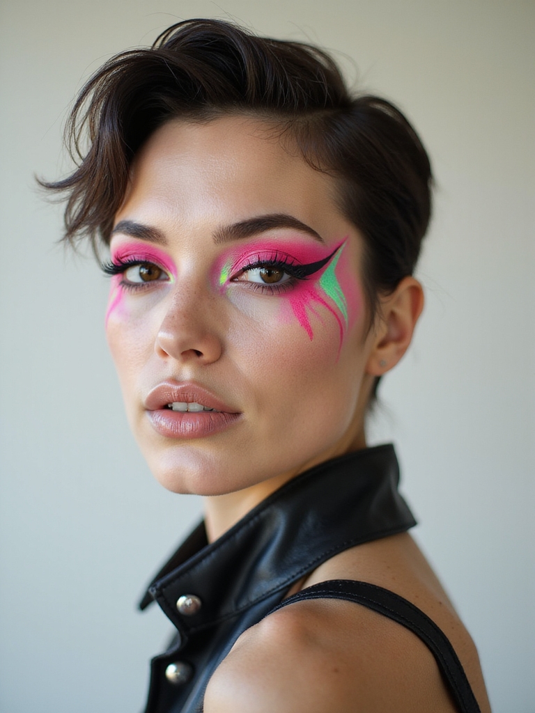 neon electric watery eye look