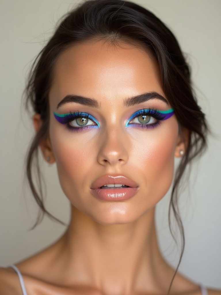neon electric winged eyeliner