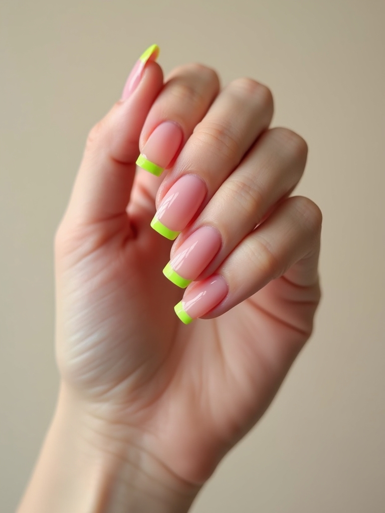 neon outlined negative space nails