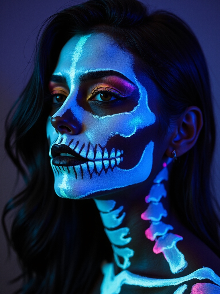 neon uv skeletal couture