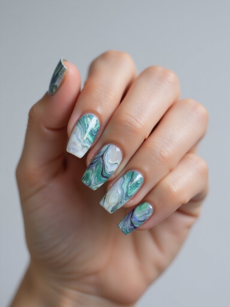 opalescent abalone inspired ocean marble
