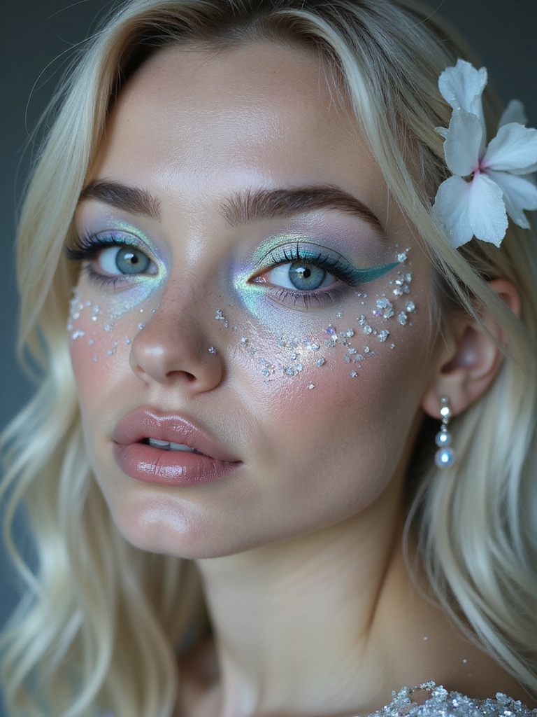opalescent aqua iridescent glam