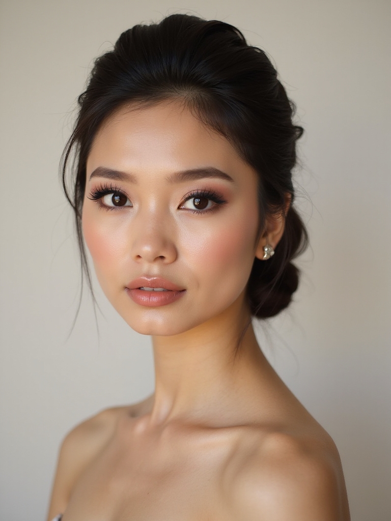 pale pink lips heavy mascara