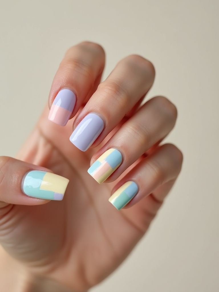 pastel geometric nail art