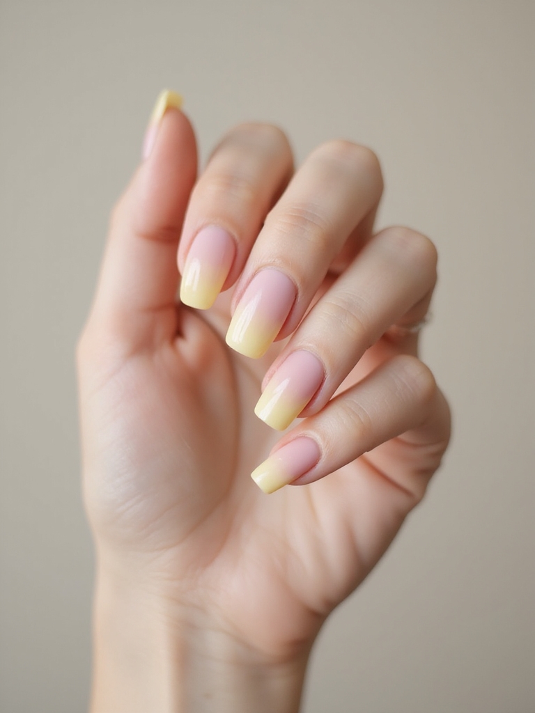 pastel lemonade gradient nails