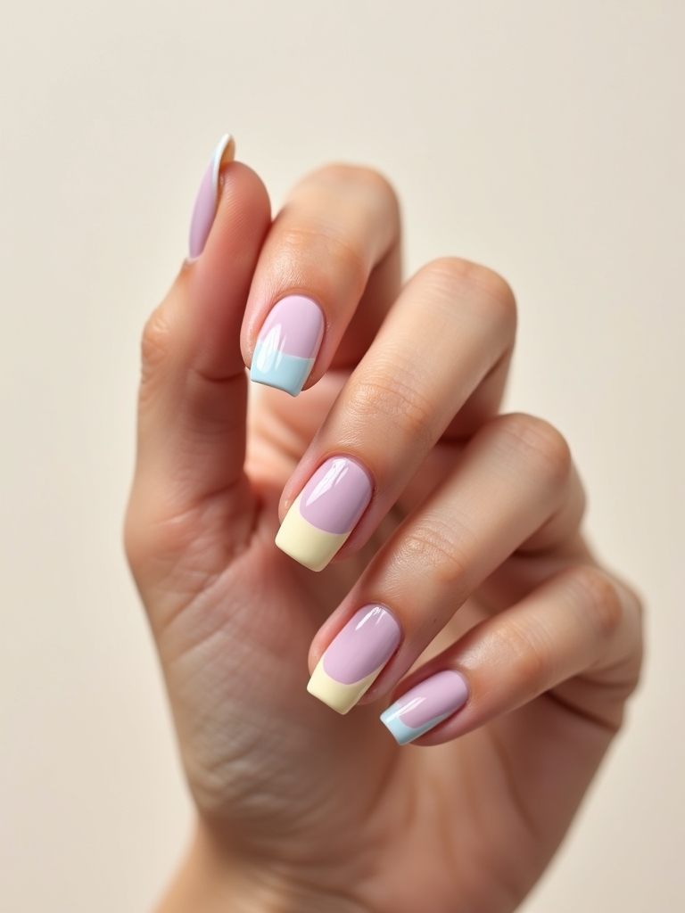 pastel stacked candy striped tips