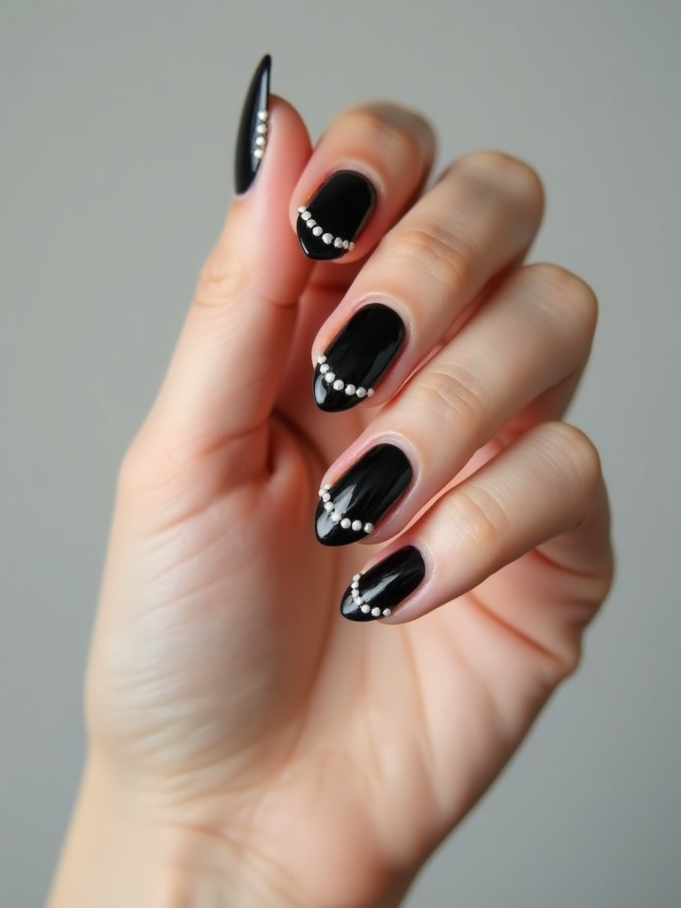 pearl edged metallic french manicure