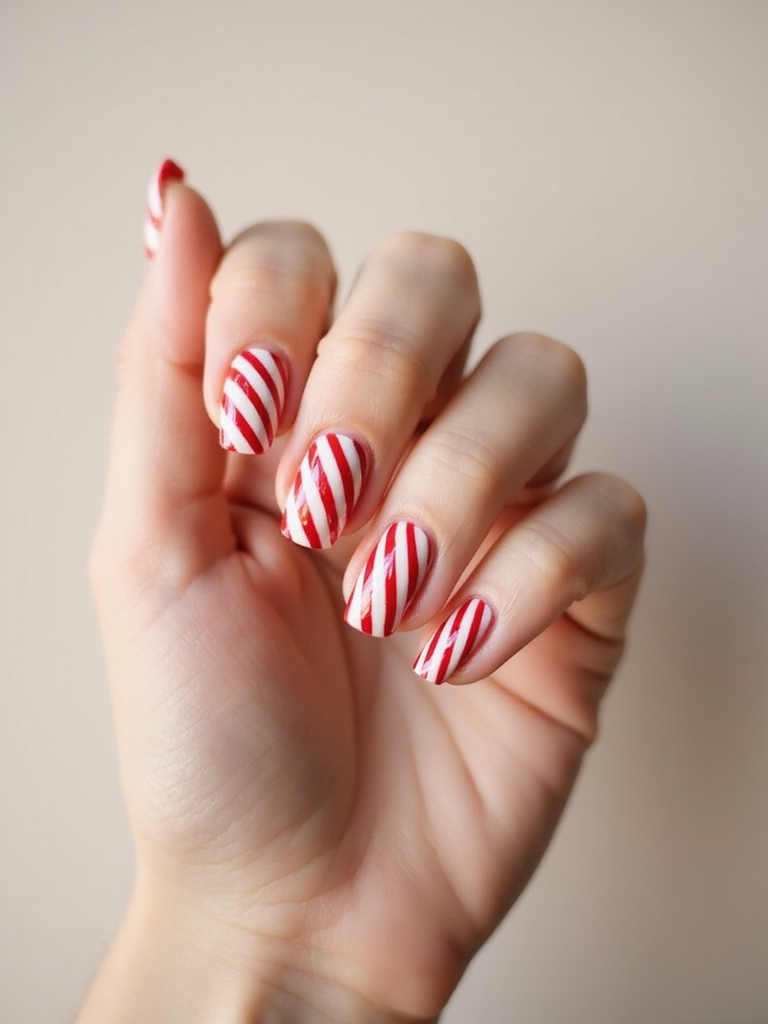 peppermint diagonal glossy red ribbons