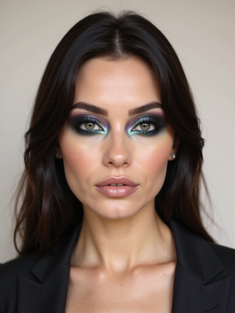 petrol green shimmering wet lids