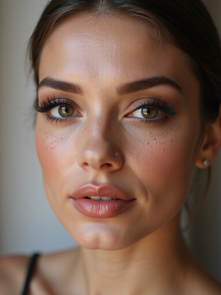 pink freckle bare lid look
