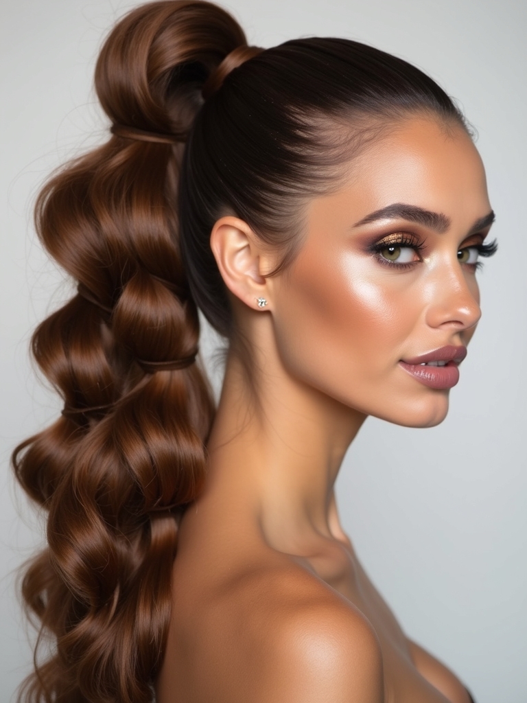 playful bubble ponytail hairstyle