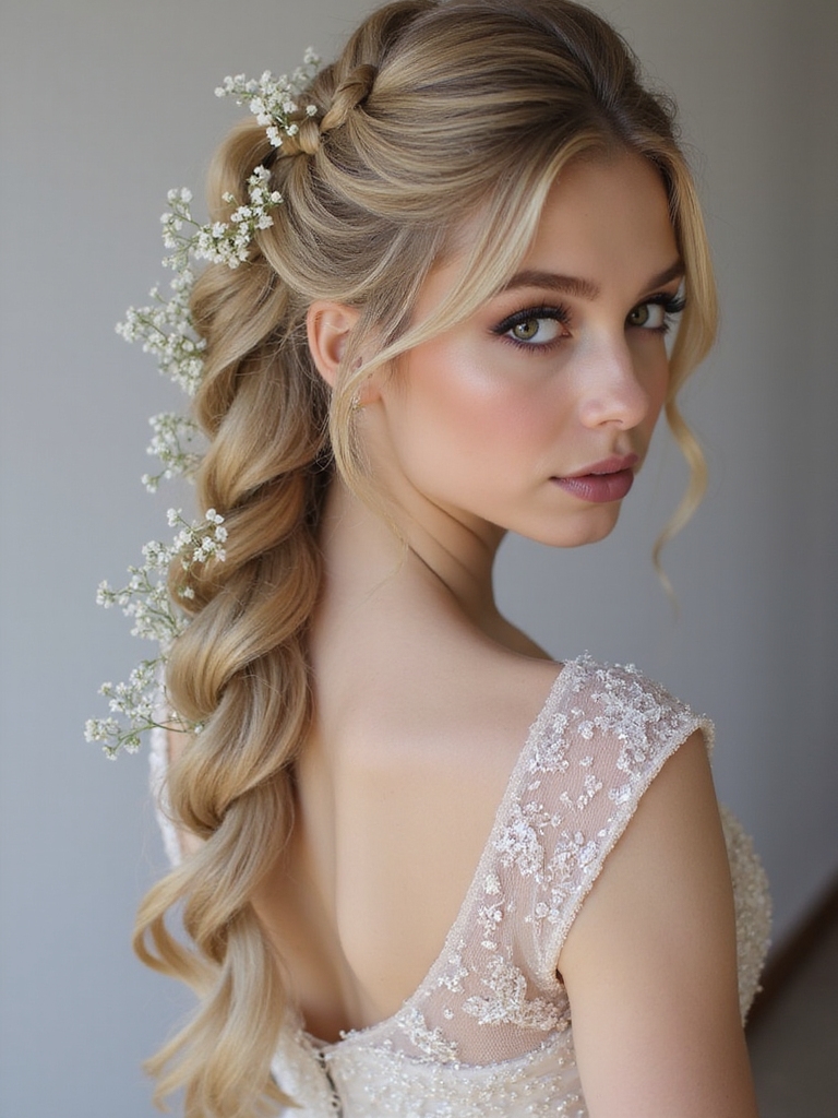 playful fishtail braids prom