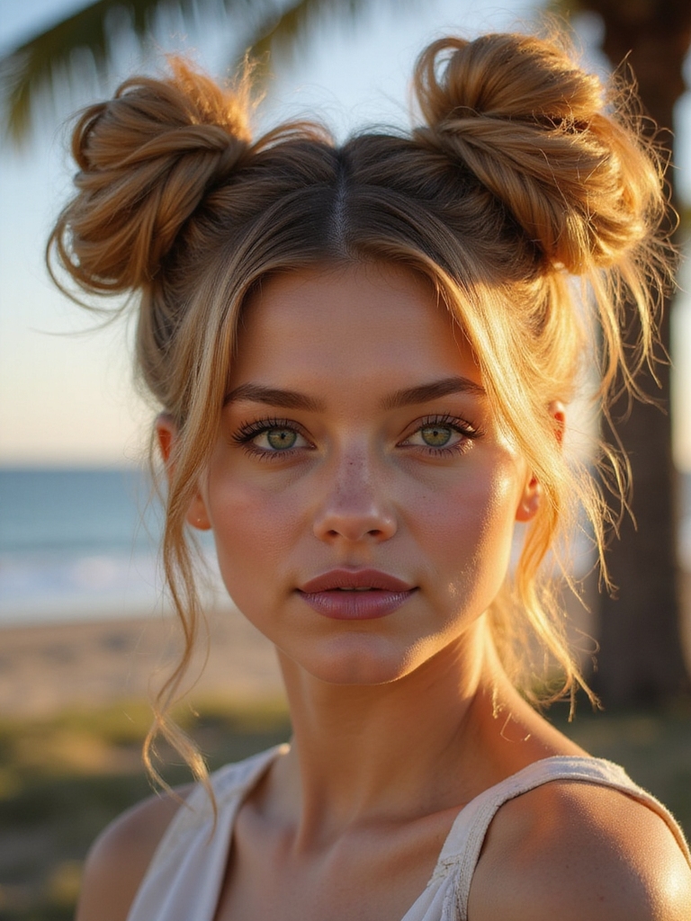 playful stylish space buns